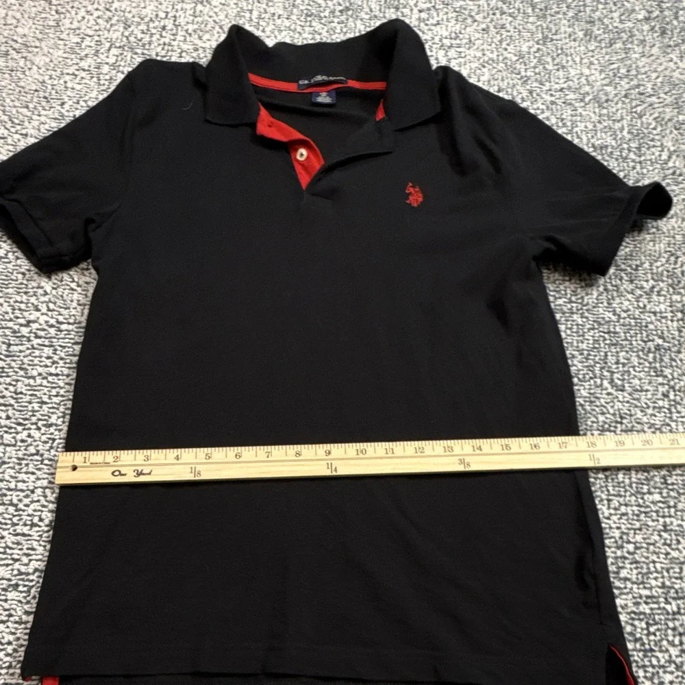 U.S. Polo Assn. Unisex Kids XXL (18) Black/Red Short Sleeve Logo Polo Shirt